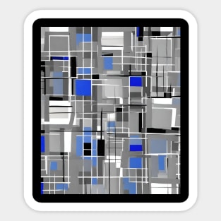 Blue Gray Black And White Abstract Rectangles Sticker